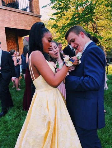 Yellow Prom Dresses,Long Evening Dress Pretty Prom Dresses HZ1023